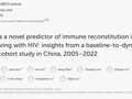 医学部刘甲野团队在Frontiers in Immunology发表HDL-C预测HIV感染者免疫重建新成果