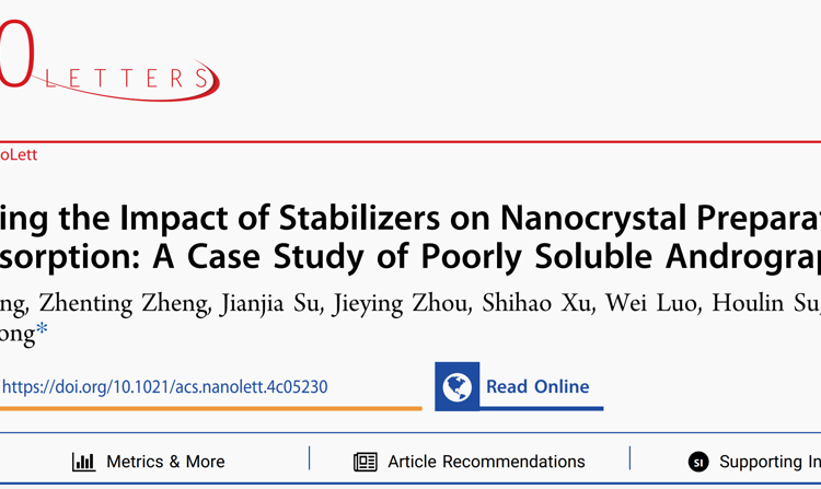 医学部熊炜助理教授在自然指数期刊Nano Letters发表纳米晶药物研究成果