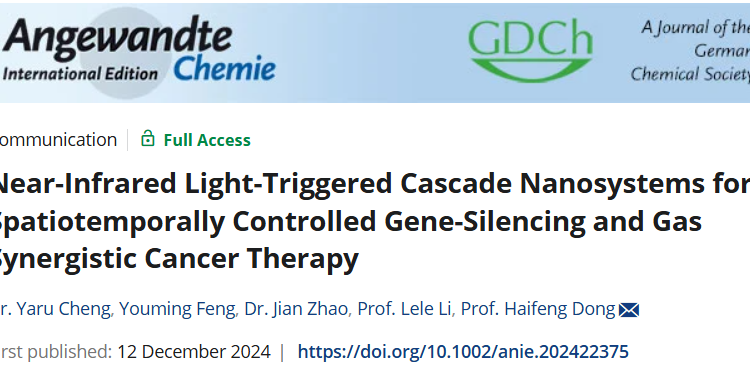 医学部董海峰教授团队在Angew发表近红外光触发协同抗肿瘤治疗研究成果
